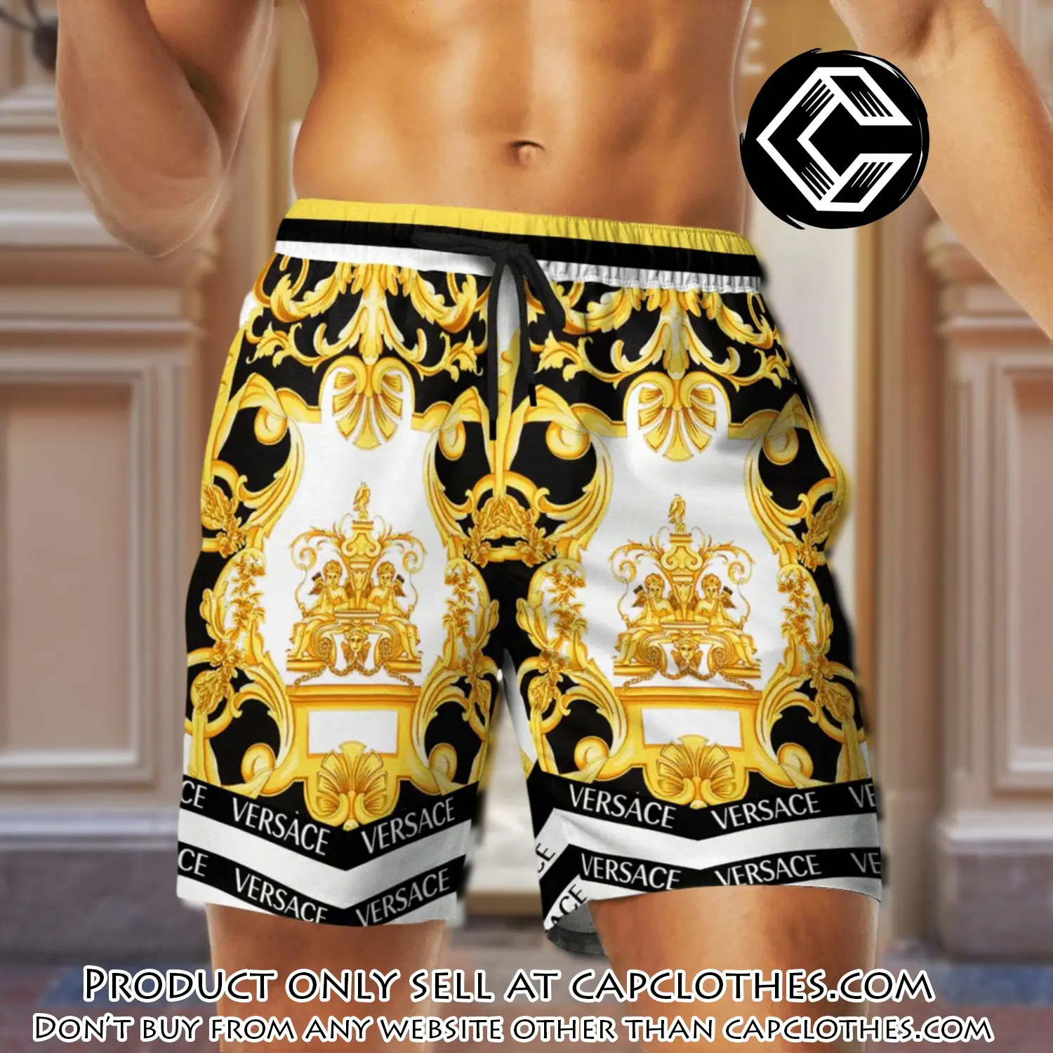 Versace golden luxury brand premium fashion shorts for men cc5434569